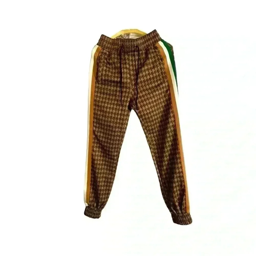 Pam & Gela Women's Size  P Houndstooth W/ Green White Brown Stripe  EUC